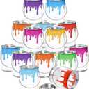 WUWEOT 16 Pack Mini Clear Paint Cans, 1/2 Pint Plastic Empty Paint Buckets, 2.8" x 3.6" Party Favors Candy Containers, Art Paint Supplies with Metal Lids for Art Parties Weddings Birthdays Picnics