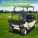 10L0L Golf Cart Front Cargo Basket for EZGO TXT/RXVClub Car DS/PrecedentYamaha G22/G29 - Heavy-Duty Steel Mesh Storage Rack, Gas/Electric Compatible