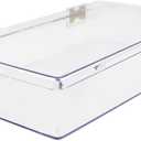 1 Clear Hard Plastic Box with Hinged Lid , 10 3/8" L x 6" W x 2" H, Plastic Display Case and Keepsake Storage Box, Made in USA by Gary Plastic Packaging