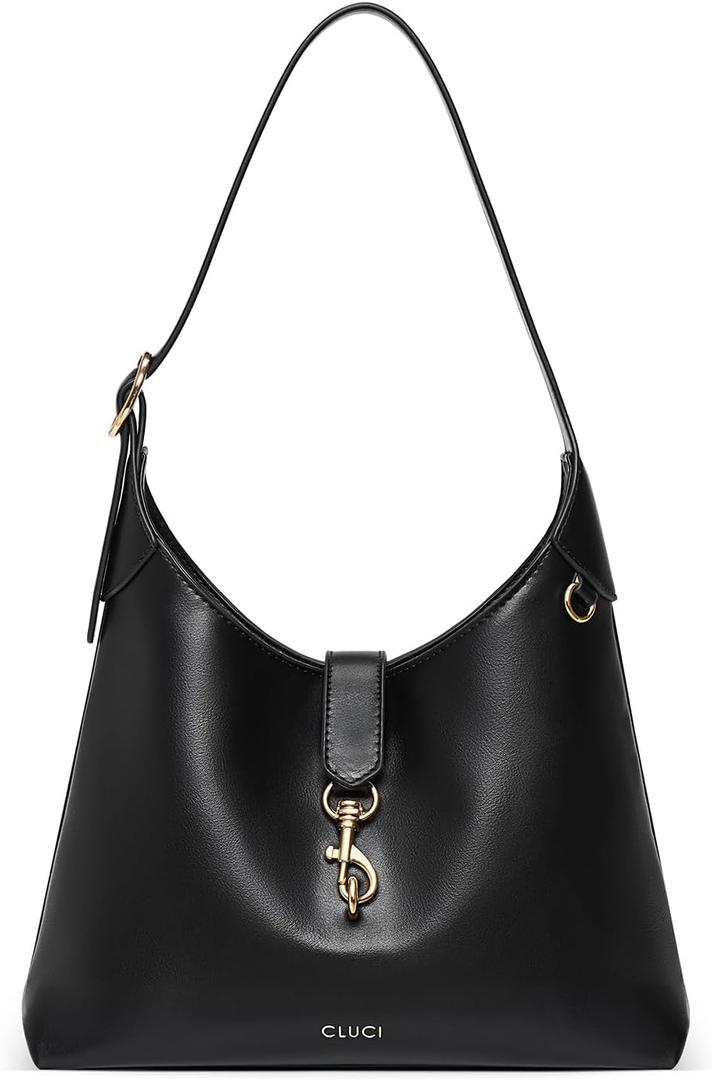CLUCI Womens Purses and Handbags, Soft Vegan Leather Hobo Bags with Adjustable Strap, Lightweight Slouchy Shoulder Bag, Black