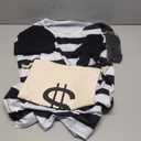 FancyFun 5 Pieces Halloween Costume Set, Men's Robber Costume Halloween Cosplay Burglar Accessories Striped Shirt for Adult, XL