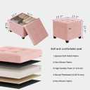 ABHENG 17.7 inches Velvet turfed Ottomans Cube with Legs, Metal-Framed Square Storage Ottoman Foot Rest Stool Holds 770 LB for Dorm Living Room Bedroom Pink UASND64P