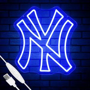 NY Baseball Neon Sign, New York Cool Light Up Dimmable NY Baseball Team Logo Hanging Led Neon Sign for Wall Decor, Bedroom, Party, Man Cave, Garage, Birthday Christmas Gift for Baseball Fans