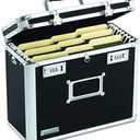 Vaultz File Organizer Storage Box - 14 x 7 x 12.19 Inch Letter Size, Portable Locking Storage Totes with Dual Combination Locks for Filing Office Documents - Black