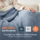 Snuggle Sac Blue Throw Blankets for Couch, Reversible Super Soft Warm Blankets Cozy Knit Blanket Fuzzy Plush Throws for Sofa, Bed, Gift, Heather Blue, 50 x 60 inches