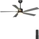 Phylluz 56" Ceiling Fan with Light, Black Ceiling Fan Remote Control - 3CCT, Quiet DC Motor Ceiling Fans for Indoor Outdoor Patio, Living Room