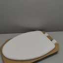 Mayfair Linden Slow Close Toilet Seat, Non Slip Heavy Duty Wood, Easy Install, Elongated, White