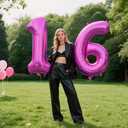 2 x 40 Inch Rose Purple Large Balloon Number 6 Balloon,Jumbo Mylar Foil Helium Balloon for 6 16 26 36 45 56 Birthday Digital Balloons for Birthday Party,Wedding Anniversary Party Decorations