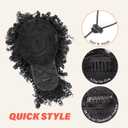 Drawstring Ponytail for Black Women, Afro Puff Bangs, 1B Natural Black