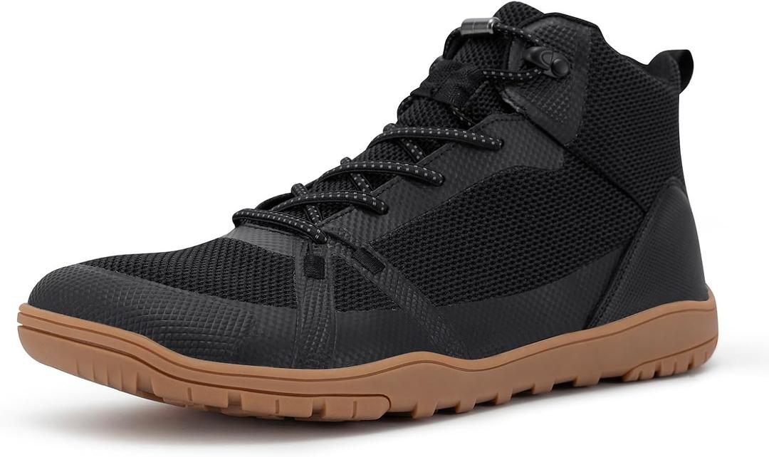 Men's Barefoot Boot - Zero Drop Wide Toe Minimalist Sneakers Ankle Support Hiking Shoes (11 Wide, Wt12, Black