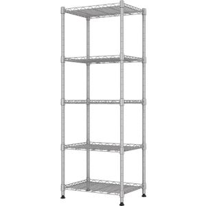 REGILLER 5-Wire Shelving Metal Storage Rack Adjustable Shelves,Standing Storage Shelf Units for Laundry Bathroom Kitchen Pantry Closet(Silver,11.8" D x 16.6" W x 53.5" H) (5tier 11.8"D x 16.6"W x 53.5"H)