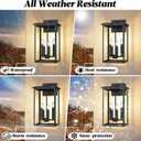 Extra Large Outdoor Wall Light Fixture,Black Outdoor Wall Sconce,Exterior Garage Lights, Modern Exterior Lights for House,Waterproof Front Porch Lanterns with Toughened Glass E12 1 Pack