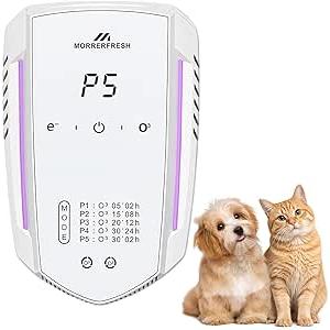 Morrerfresh Ozone Odor Eliminator for Strong Odor 99% Cat Litter Deodorizer Dog Poof Odor Removal Air Ionizers for Home Portable Air Purifier for Pets Toilet Wardrobe Shoe Garage Room Cabinet White