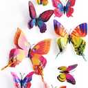 Mixed of 12PCS 3D Pink Butterfly Wall Stickers Decor Art Decorations¡­ (Rainbow Color)