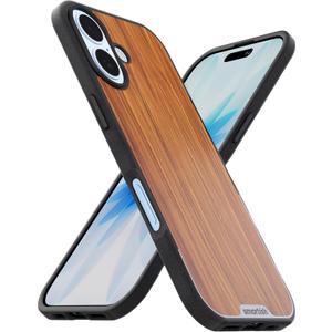 Smartish iPhone 17 MagSafe Case - Gripmunk Magnetic Slim Case [Lightweight + Protective] Thin Grip Cover with Microfiber Lining for Apple iPhone 17 - Walnut Woods