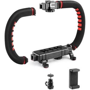 Zeadio Camera Smartphone Stabilizer, Handle Grip Handheld Video Rig, Compatibility with All Camera, Camcorder, Action Camera, DSLR and for All iPhone and Android Smartphones