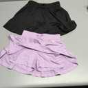 Flowy Butterfly Shorts for Girls 2-in-1 Athletic Running Skirt Shorts Cheer Tennis Dance Preppy with Spandex Liner(Black, Light purple), XS