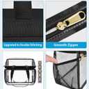 Paxiland Clear Bag for Stadium Events 12x6x12 inches, Clear Tote Bag with Reinforced Strap, Clear HandBag for Sports Concert (White Block Strap)