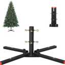 Christmas Tree Stand for Artificial Trees - 1.4 Inch Inner Diameter Heavy Duty Metal Xmas Tree Base for 4-6.5 ft US Standard Christmas Trees 27"x27", Foldable Legs w/Magnetic Attachment Easy Setup (Black)