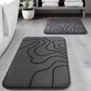 YIHOUSE Memory Foam Bathroom Rugs Sets 2 Piece - Extra Thick Ultra Soft Absorbent Bath Mat Set, Non-Slip Machine Washable Bath Rugs for Bathroom, Tub & Shower, Home Decor (32"x20"+24"x17", Dark Grey)