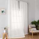 Simplebrand Ivory Sheer Curtains 96 Inches Long, Light Filtering Rod Pocket Solid Color Window Sheer Curtain Panels, Elegant Curtains & Drapes for Living Room, Bedroom 2 Panels (Ivory, 42" W x 96" L)
