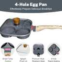 4Cup Nonstick Egg Pan Set with Lid Aluminum Omelette Skillet for Breakfast, Includes Silicone Scraper, Oil Brush, Chopsticks & Cleaning Cloth Compatible with Gas & Induction Cooktops (Black)