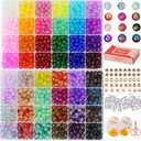 Glass Beads, Rondelle Crystal Beads for Jewelry Making, 48 Colors 5x8 mm 1500 Pcs Abacus Glass Beads Kit with Letter Beads for Friendship Bracelets,Necklace,Crafts Gifts