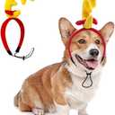 ANIAC Dog Antlers Headband Christmas Dog Outfit for Small Medium Large Dog Reindeer Costumes Pet Elk Head Accessories for Christmas Halloween (Yellow, Small)