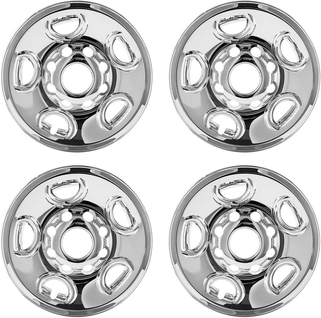 Wheel Skins for 2003-2024 Chevy Express 2500 3500; 2009-2016 Express 4500; 2009-2024 Express Cargo; Savana 1500 2500 3500 2003-2025 Wheel Covers;4 Pcs; 16 inch (Chrome)