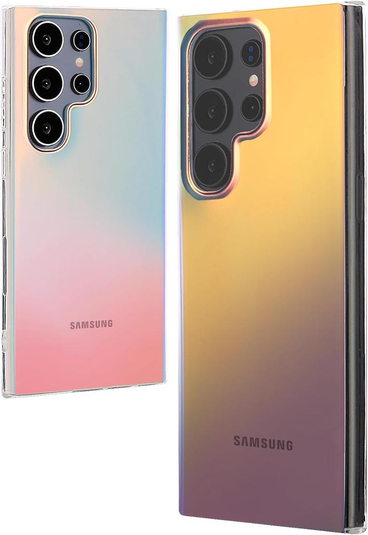 Iridescent Holographic Phone case for Samsung Galaxy s23 Ultra Case, [10FT Drop Protection] Translucent Matte Hard PC Back with Soft Silicone Edge Slim Protective for Samsung Galaxy s23 Ultra Case