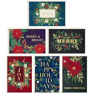 Hallmark Bulk Boxed Christmas Card Assortment, Elegant Jewel-Tone Floral Assortment (72 Cards and Envelopes)