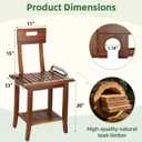 Shower Stool with Shelf and Handrails, Solid Water-Resistant Teak Shower Stool, Easy to Assemble, 300 lbs Capacity, 18.5 Inches, Ideal for Seniors, Kids & Those with Mobility Needs