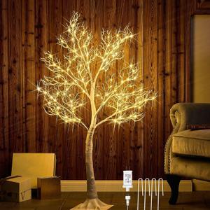 Hairui Lighted White Twig Tree with Fairy Lights 4FT 150 LED Lights for Christmas Home Holiday Decoration Indoor Outdoor Use