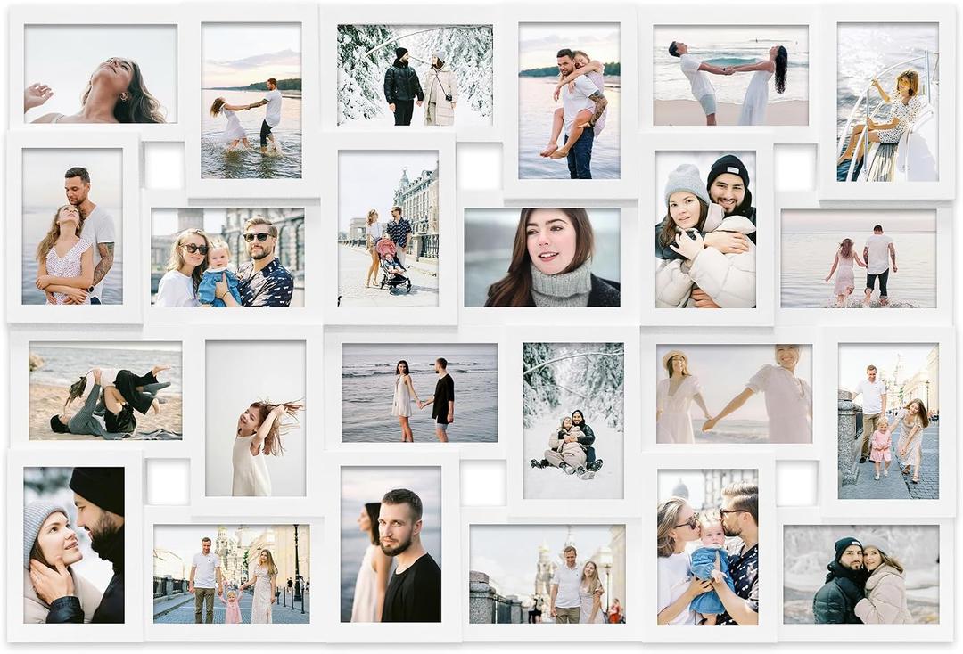 Jerry & Maggie 4×6 collage frame 24 pictures, picture frames collage wall decor, 24 slot picture frame Wall Hanging For 6×4 Photo, White