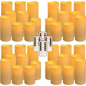 36 Pack Waterproof Flameless LED Candles - Outdoor Battery Operated Candles with Remote & Timer, Realistic Flickering Flame, Safe for Porch, Patio, Weddings, Parties & Home Decor