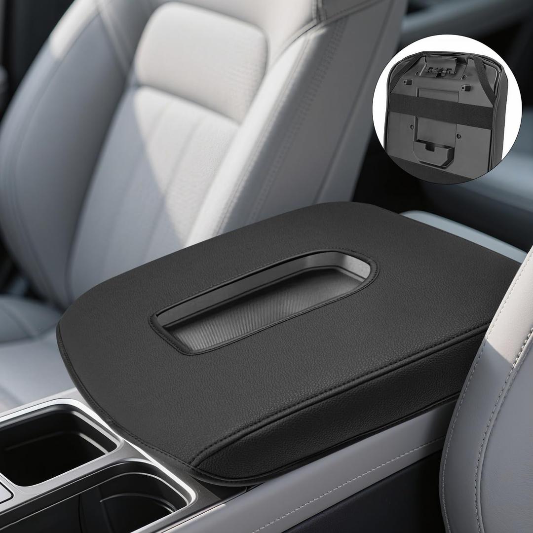 Center Console Cover For 2019-2023 Chevy Silverado, GMC Sierra 1500 2500 3500 Models Accessories Armrest Lid, 40/20/40 Jump Seat, Vinyl Leather Middle Console Protective Cover Lid, Anti-Scratch