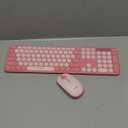 seenda Wireless Bluetooth Keyboard and Mouse Combo, COE202 Round Cute Keycaps, 3 Multi-Device Connection, Full Size Wireless Keyboard Mouse Compatible for PC/Laptop/Mac/MacBook/iPad/Tablet, Pink