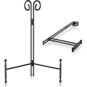SVENJBB 10 Inch Plate Stands for Display, Black Metal Frame Holder Stand for Picture and Decorative Plate, Collapsible Easel Display Stand for Platter, Book and Art (2 Pack)