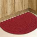 SASTYBALE Christmas Half Circle Kitchen Rugs 18x30 Inch,Non Skid Washable Kitchen Mats for Floor is Made of 100% Polypropylene,Red (1'6" x 2'6" (Semicircular))