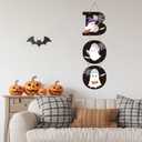 3 x Halloween Door Decorations Halloween Wreath Cute Ghost Decor Boo Sign Bat Spider Web Wooden Front Door Hanger Ghost Hanging Sign Wreath for Wall Indoor Home Decor