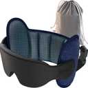 Travel Pillow, Upgrade Airplane Pillow for Long Flight, 360 Support Headrest, Travel Neck Pillow Eye Masks for Sleep, Compact Airplane Travel Essentials, Stop Bobblehead, Mottled Blue