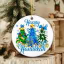 6 x Happy Hanukkah Ornament 2025  White Elephant Gift with Menorah, Stars of David & Festive Trees  Ceramic Round Hanukkah Decoration, Jewish, Home & Party Keepsake
