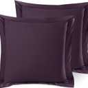 Nestl Soft Pillow Shams Set of 2 - Double Brushed Microfiber Pillow Covers - Hotel Style Premium Bed Pillow Cases, with 1.5 Decorative Flange, Euro 26"x26" - Eggplant