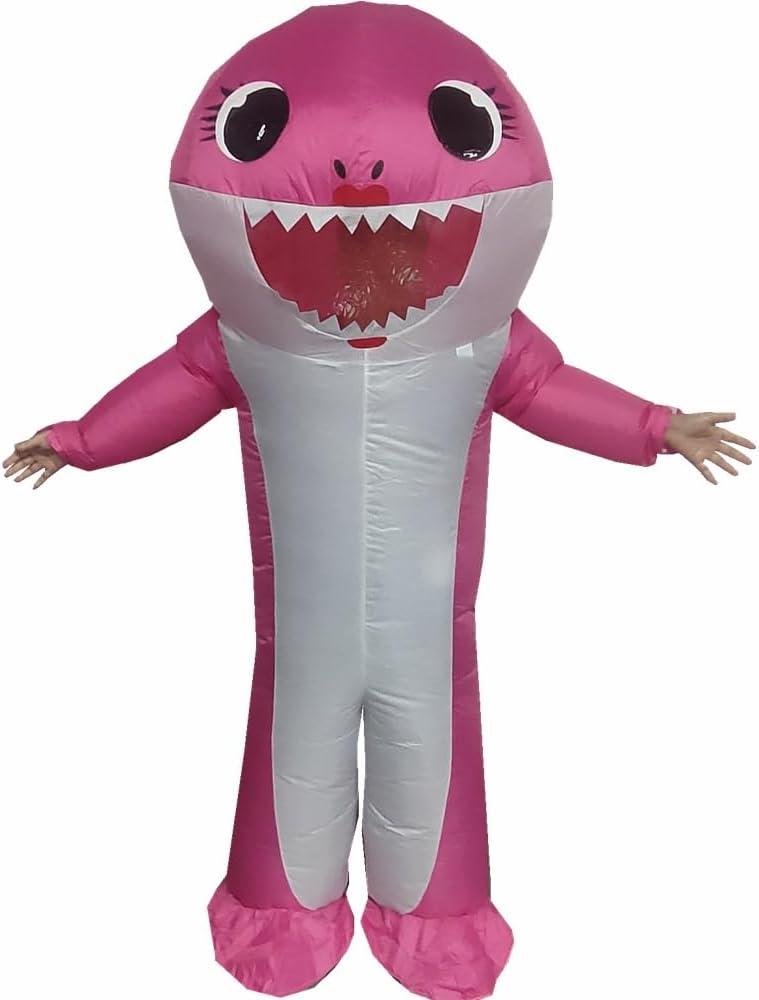 Inflatable Costume Adult Blow Up Shark Costume For Halloween Birthday Gift Role Playing Game Party Costumes (Rose Red)