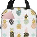 Cute Pineapple Stylish Glitter Lunch Bag For Women Girls Insulated Lunch Box Reusable Lunchbox Waterproof Portable Lunch Tote (One Size)