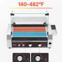 VEVOR Hot Dog Roller, 18 Hot Dog 7 Rollers, Stainless Steel Sausage Grill Cooker, 1050W Commercial Hot Dog Machine with Dual Temp Control, Cover, Side Storage Box, Removable Shelf & Oil Drip Tray