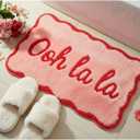 Valentines Pink Bathroom Rugs 20 x 31 Inch Ooh La La Funny Bath Mat Non Slip Cute Washable Doormat for Valentines Winter Holiday Bathroom Shower Outdoor Indoor Front Porch Decor