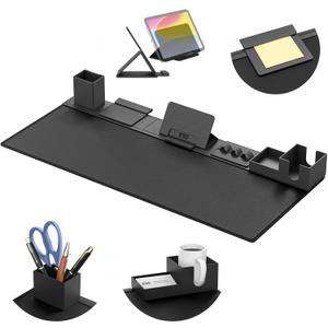 KDD Desk Pad Mat Set, 6 in 1 Mouse Mat with Magnetic Desktop Storage Accessories DIY Feature for Phone and Tablet Stand/Cup Holder/Pen Card Holder/Cable Management for Home Office Accessories