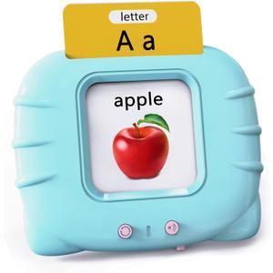 Lapare Audible Learning Toy with Music for Toddler Age 1 2 3 4 5, 520 Sight Words Flash Cards Kindergarten Toy for Boys to Learn Alphabet Number Color Shapes and More (Cyan)