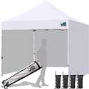 Eurmax USA 10x10 Pop Up Canopy Tent,Commercial Tent with Patented No-Tip Rolling Bag,4 Zippered Removable Walls,UV & Water Resistant Canopy Top,Heavy Duty Outdoor Gazebo,Instant Shelter(White)